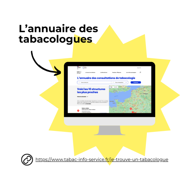 L'annuaire des tabacologues est disponible sur le site Tabac info service